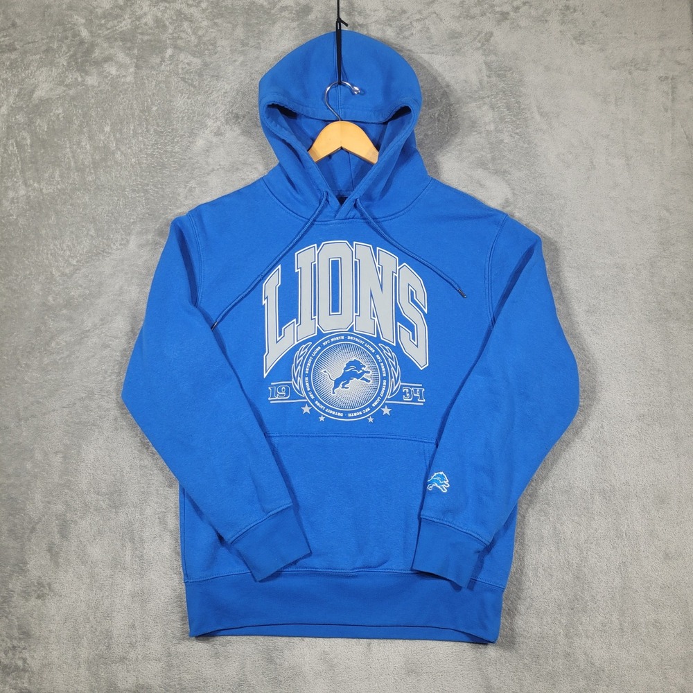 Detroit Lions Hoodie Men S Blue Sweatshirt Graphic Fleece Lined NFL Ultra Game